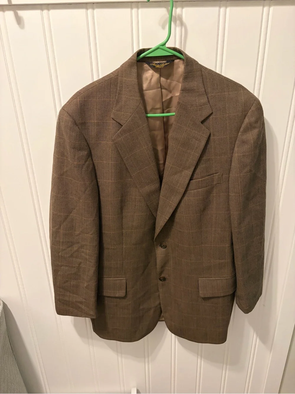 Vintage Brooks Brothers Blazer 41 RG Brown Houndstooth Windowpane Plaid Wool USA